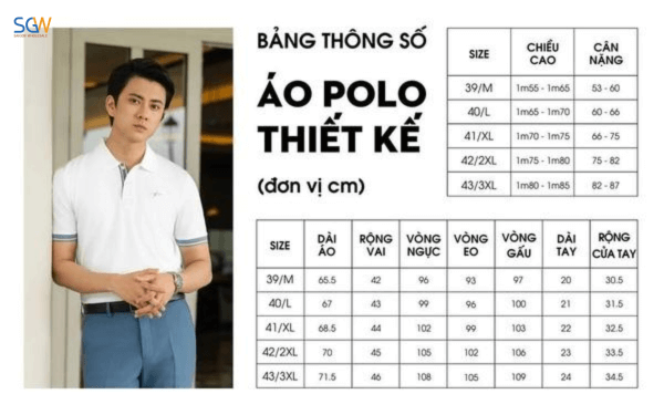bảng size áo polo nam