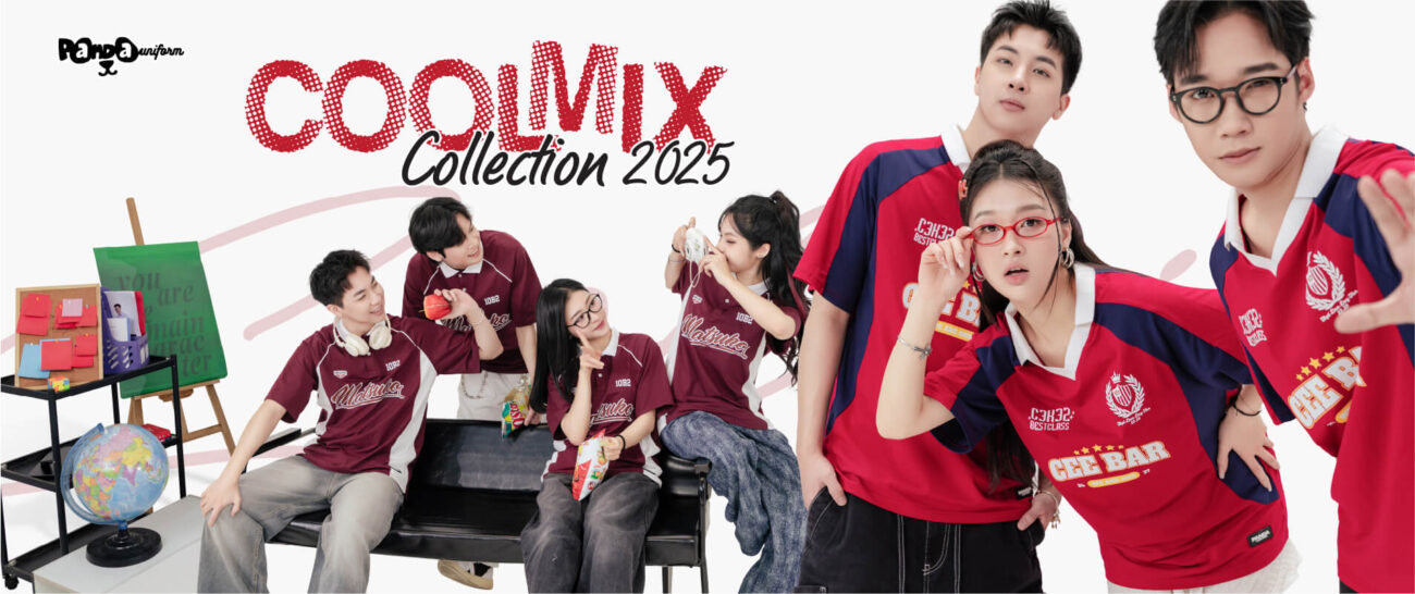 banner xưởng may đồng phục áo lớp panda uniform